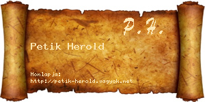 Petik Herold névjegykártya